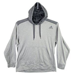 Mens Adidas Gray Climawarm Fleece Ultimate Hoodie Polyester Drawstring Size XL